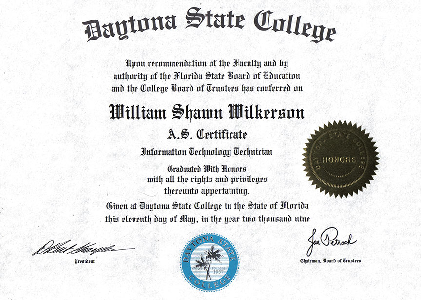 W. Shawn Wilkerson information technology technician degree