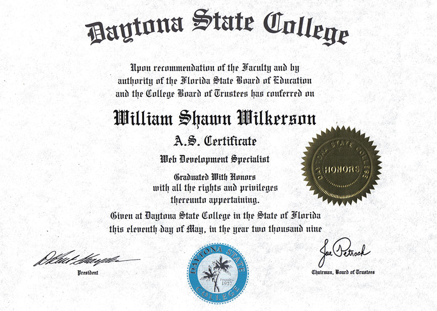 W. Shawn Wilkerson web development specialist degree