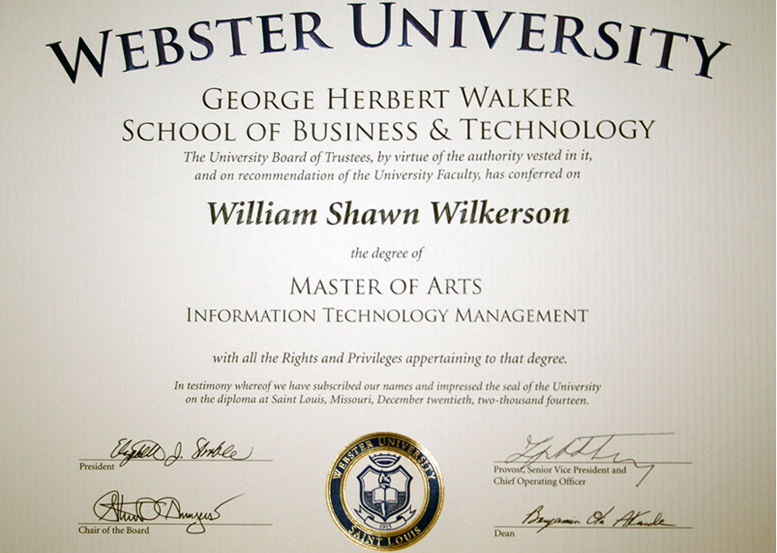 Masters Information Technology Management from Webster